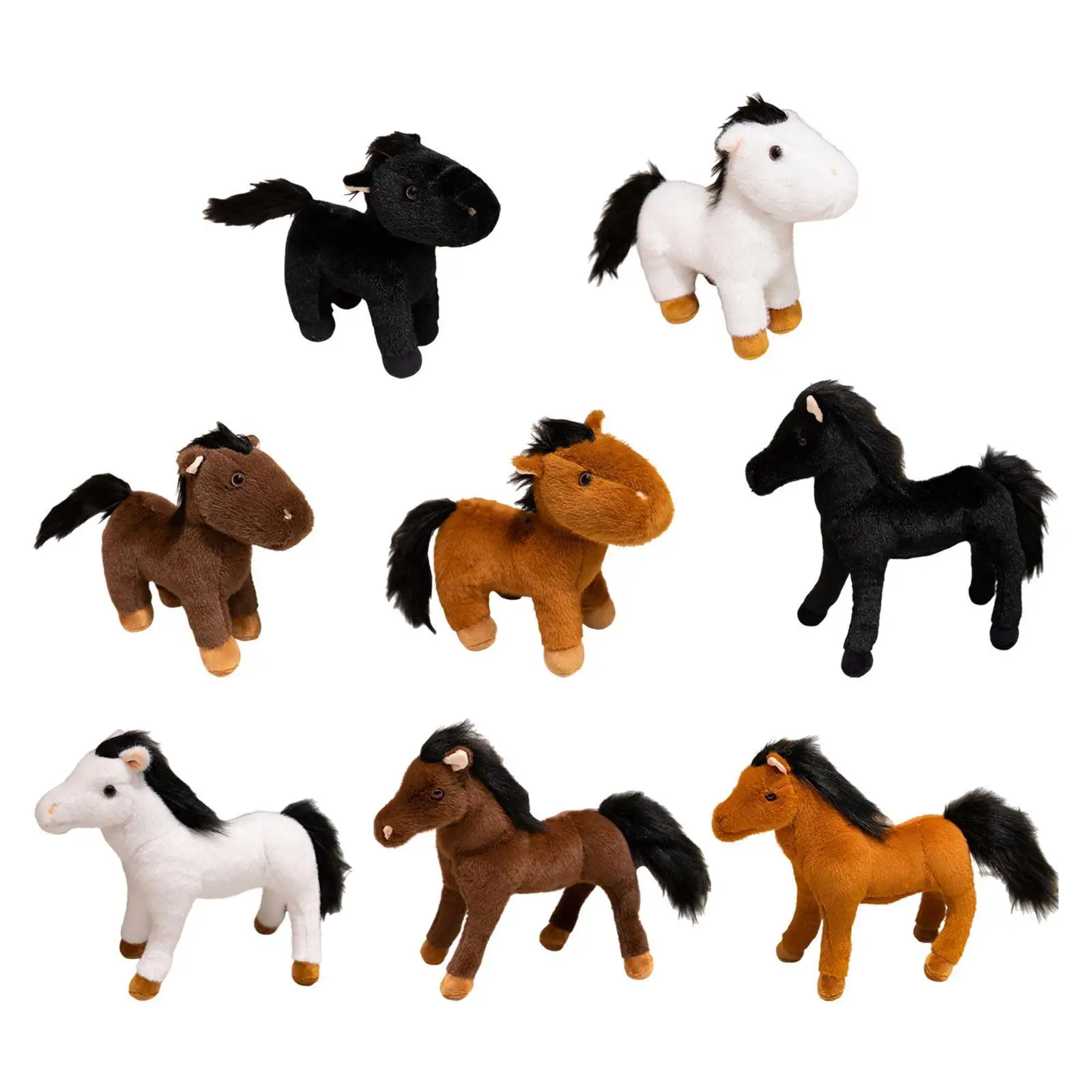 Cavalo brinquedo de pelúcia simulação em pé decoração para casa dos desenhos animados jogar travesseiro aconchego para amigos mulheres adultos crianças presente do feriado