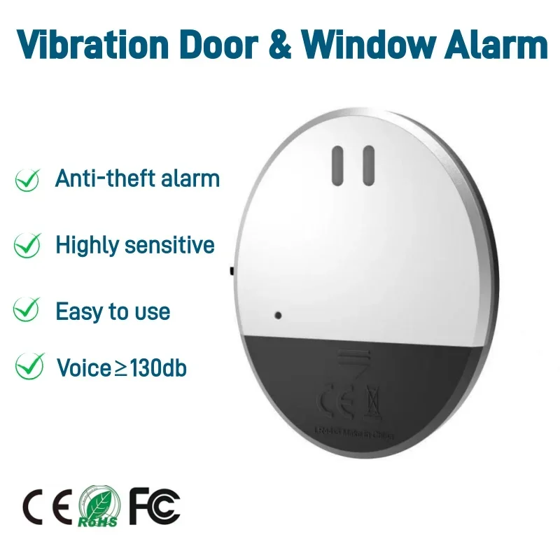 

Вибрационная сигнализация для дверей и окон, тонкий датчик, громкая сирена, защита от взлома для дома, отеля, квартиры, путешествий, охранная сигнализация от воров