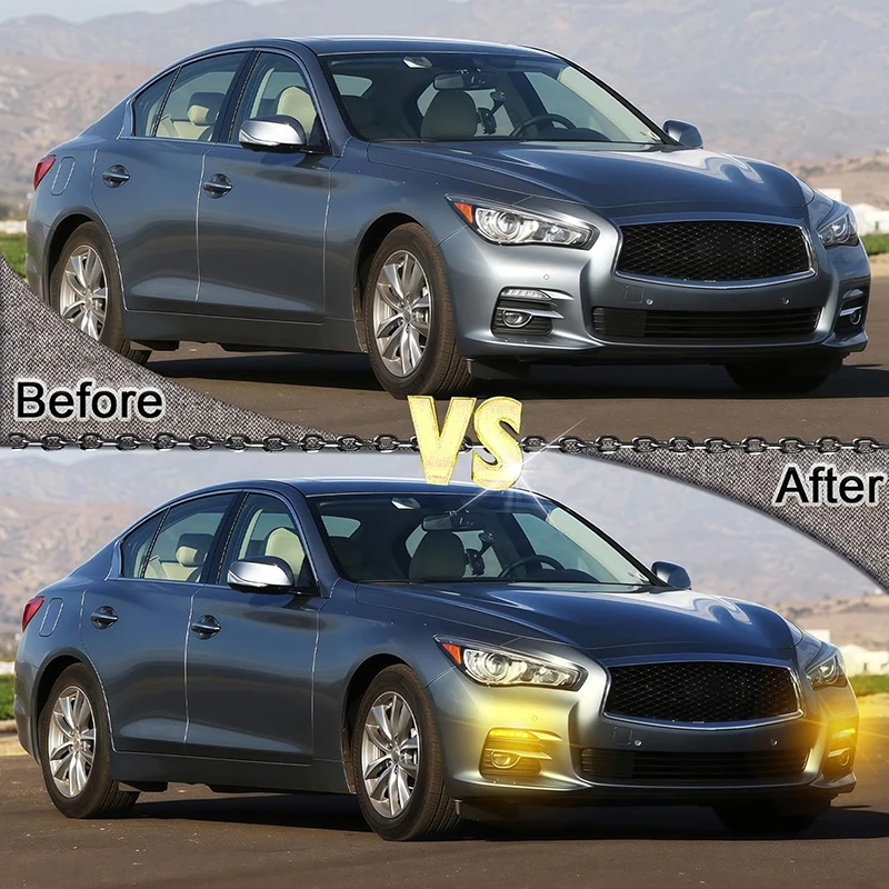 2Pcs LED Fog Lights DRL Daytime Running Turn Signal Light For Infiniti Q50 Sport 2014-2020 Front Bumper Lamps Car Accessories