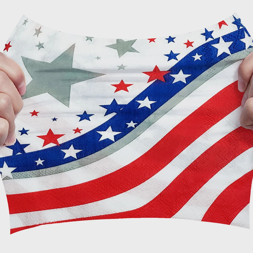 

40 Sheets Independence Day Napkins Party Supplies Soft Absorbent Disposable Paper Tissue for Home Hotel