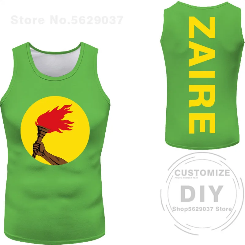 Zaire Flag 1971 1997 Vest Democratic Republic Of Congo Customized Unisex Sports Tank Top Flag Print Photo Sleeveless Shirt