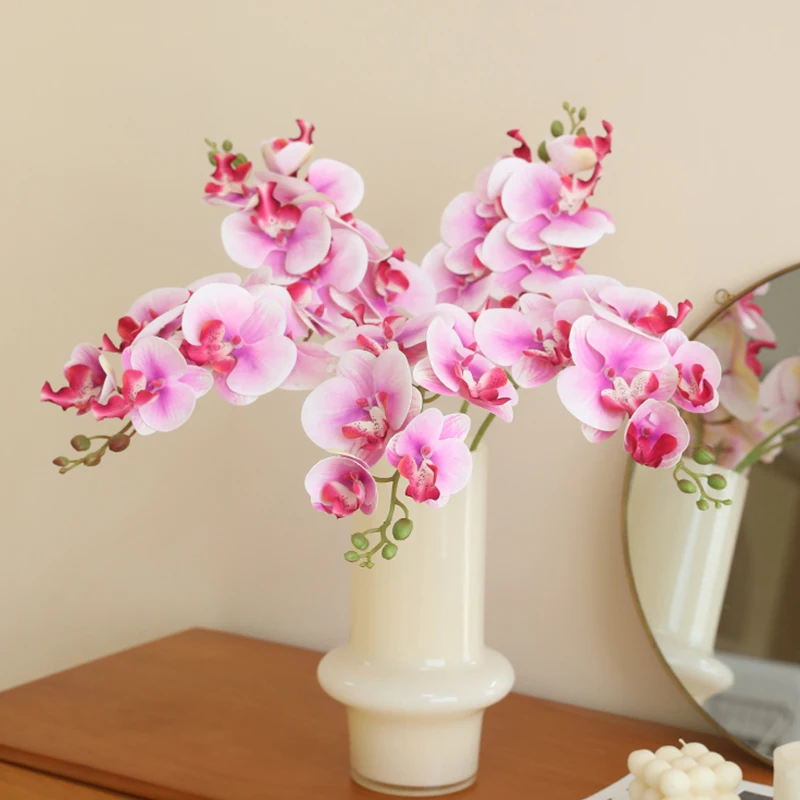 Simulierter einzelner Zweig, weich klebender Schmetterlings-Orchideen-Esstisch, Hotel, Flur, Zuhause, dekoriert mit Simulationsblumen