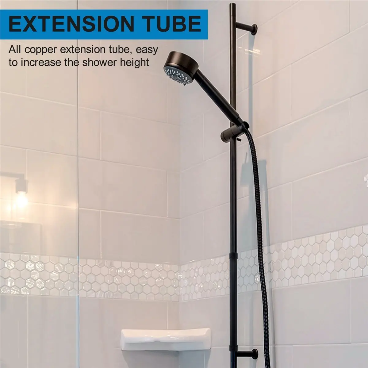 (WSFS) Black Shower Extend Pipe 30cm Length Shower Mixer Pipe Brass Shower Pipes Bath