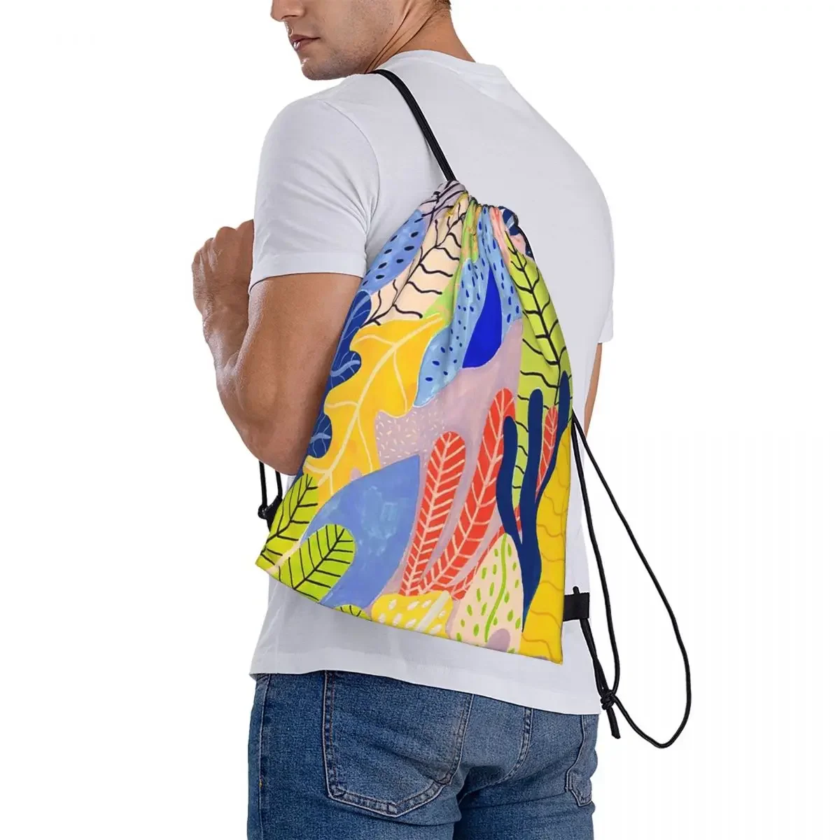 Mochilas Candy Jungle para homens e mulheres, sacos de cordão portáteis casuais, bolso para pacotes, bolsa esportiva, bolsa para escola