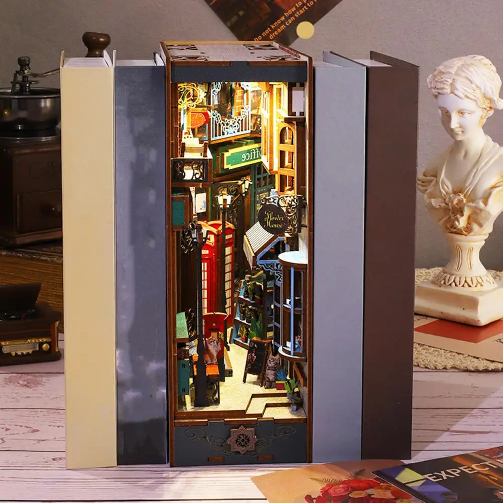 NEW DIY Book Nook Insert Shelf Kits Wooden Miniature Model Kit Baroque Dreams Bookend Assembled Bookshelf Home Decor Girls Gifts - Image 3