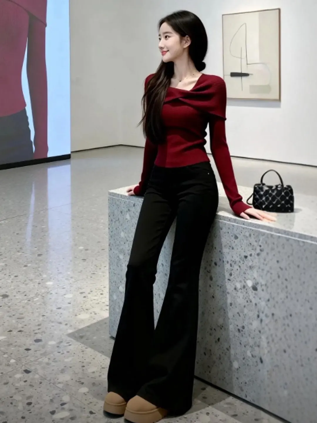 

Модный облегающий вязаный топ на одно плечо с уникальным дизайном, не серийное производство, весна 2026, женский, мягкий стиль, с длинным рукавом