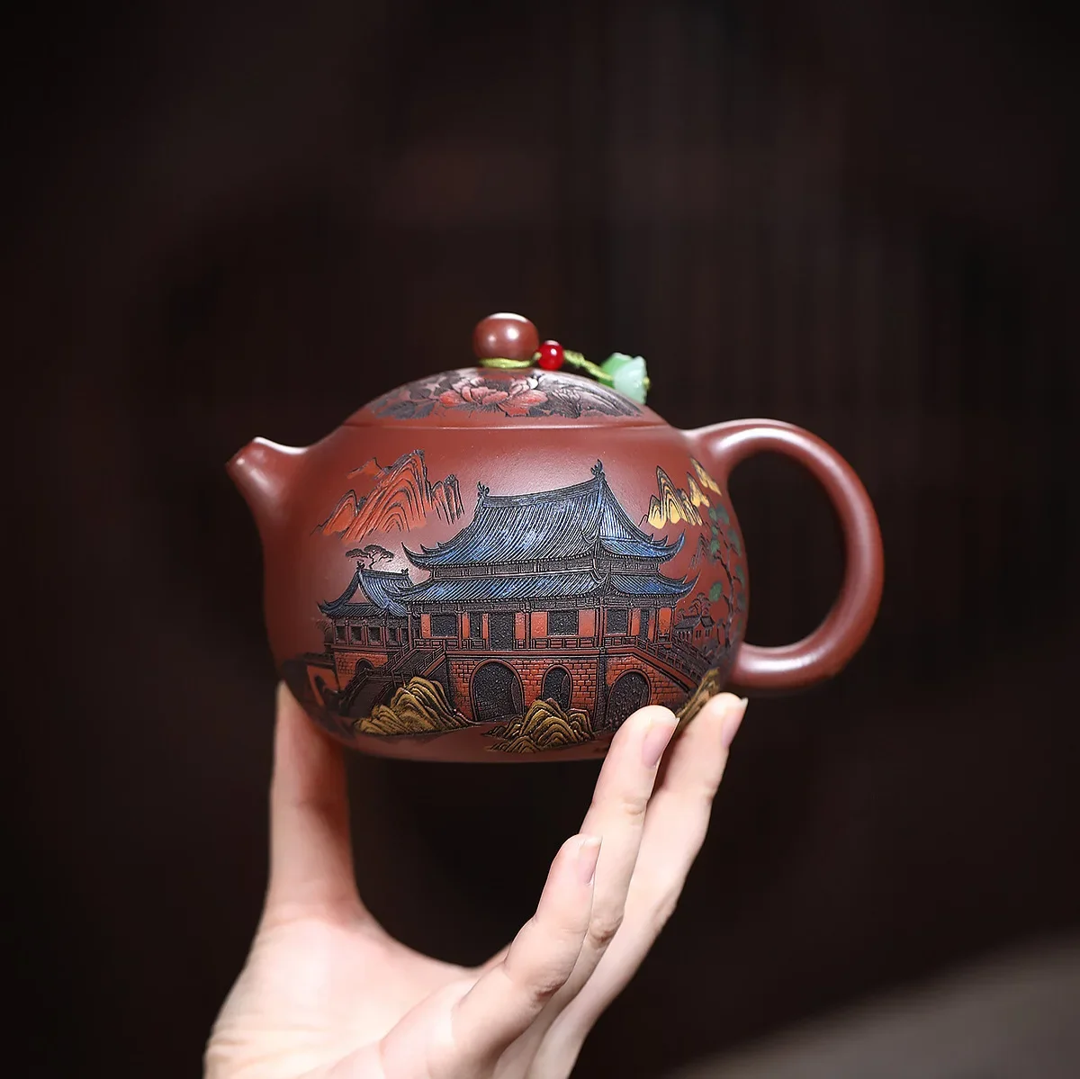 Yixing Purple Clay Pot Handmade Dragon Blood Sand Flowers Tea Maker Gift Set Painted Golden Toad Nafu Luxury High-end Tea Set