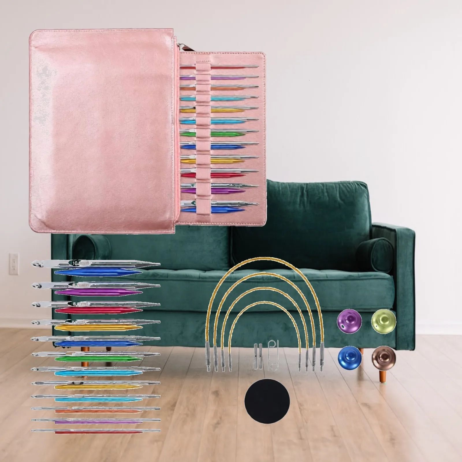 Knitting Needle Case Leather-Like Crochet Hook Case Crochet Hook Holder Long-Lasting Easy to Carry for Knitters, Travel