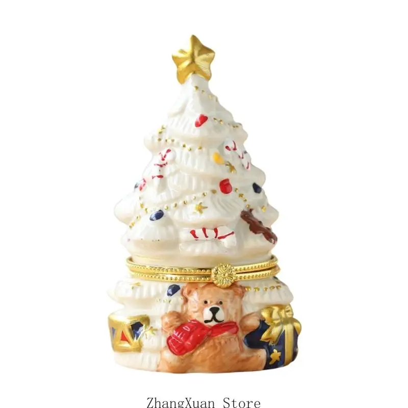 Weihnachtsbaumförmiger Keramik-Schmuckhalter mit erhabenem Festtagsdetail 3XUF – Detail 2