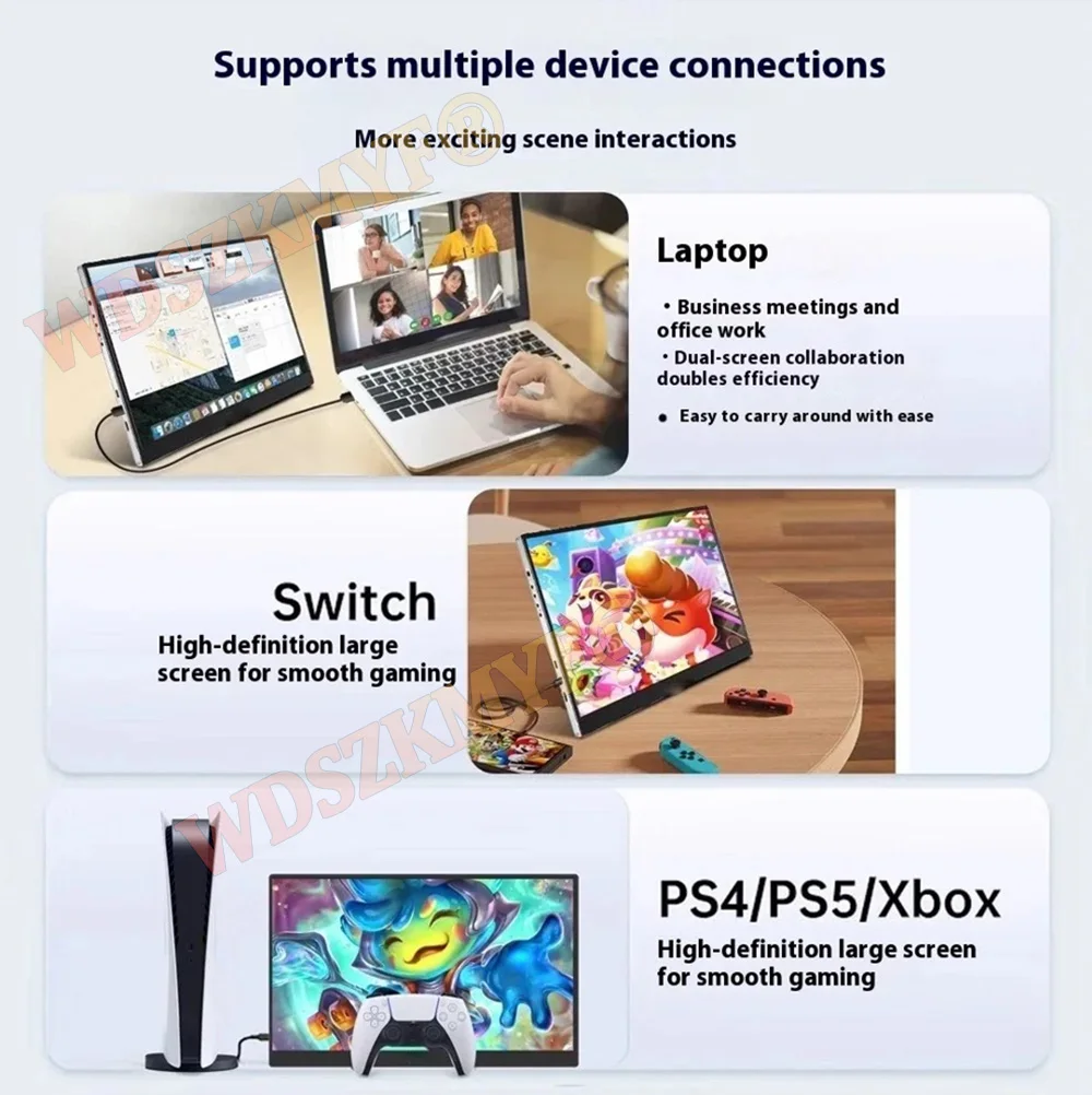 13.3 "Monitor de toque portátil Painel IPS USB-C 1200P FHD 60Hz compatível com display de viagem para PC laptop Xbox Switch