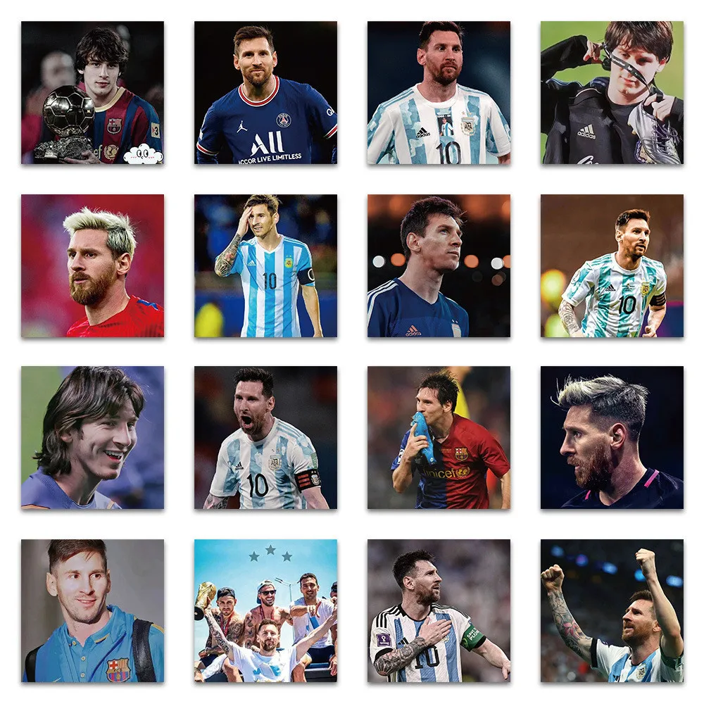 60PCS Football Star Messi Graffiti Aufkleber für Helm Fahrrad Hand Konto Federmäppchen Aufkleber