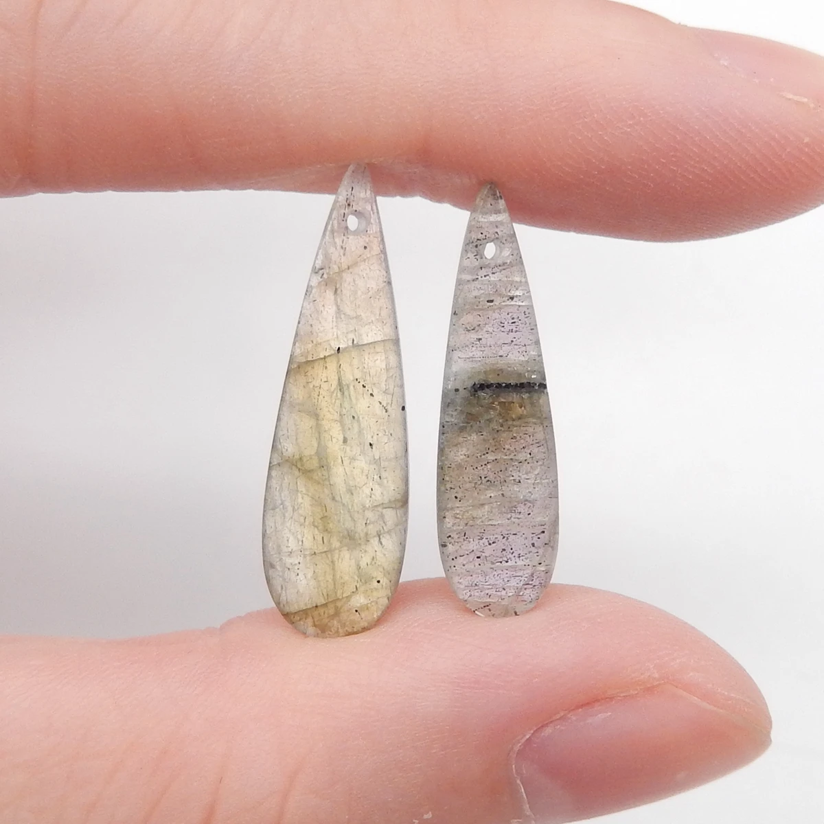 Natural Labradorite Flashy Waterdrop Beads Lot, 6PCS Beads