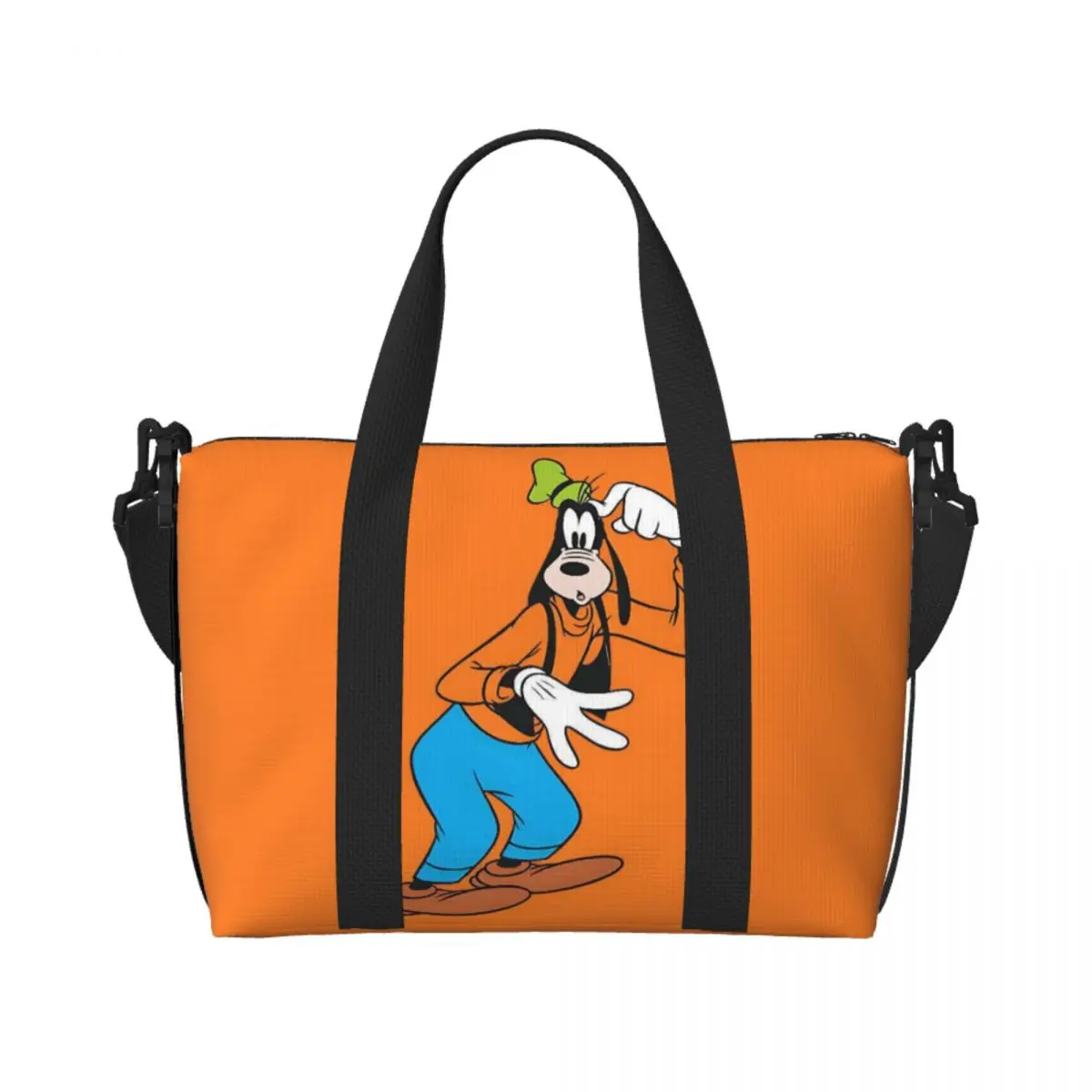 

Custom Goofy Beach Tote Bag for Women Classic Cartoon Movie Pattern Big Compartment Beach Gym Travel Bags