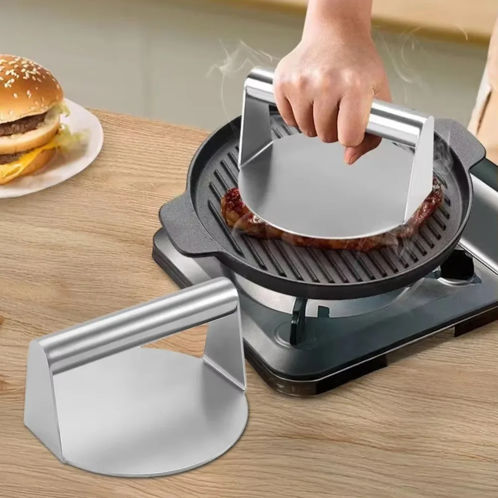 Prensa para Hamburguesas de Acero Inoxidable, Antiadherente, Redonda, para Asar y Aplanar Hamburguesas, para Cocina Casera