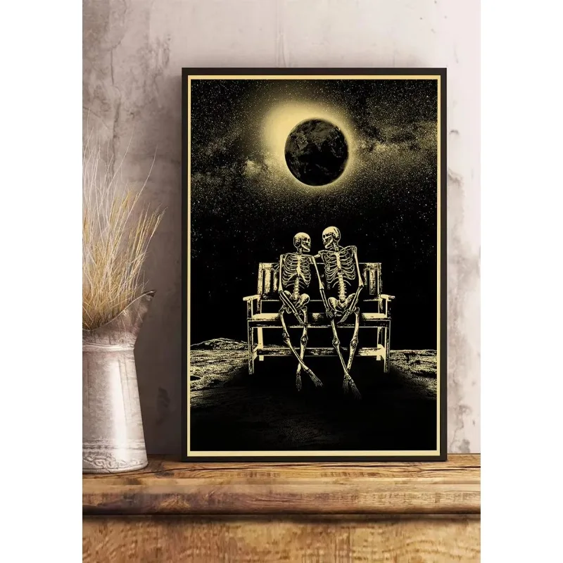 1pc Canvas Painting frameless Simple Skull Posters Vintage Kraft Paper Prints Nostalgia Wall Sticker Home Decoration Bedroom Pai