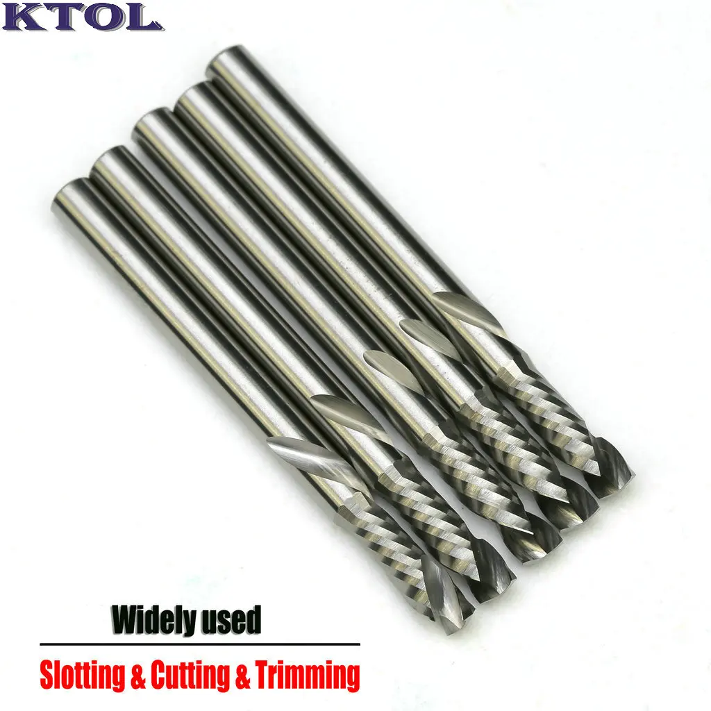 

Up Down Cutting-3.175mm Single Flute Compression End Mill Engraving Cutter CNC Router Carbide Woodworking Tools Spiral Bits 5pcs