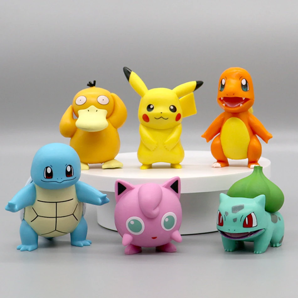 6 pz/set Pokemon Anime Figure Toys Pikachu PVC Cake Car Decoration Ornaments Action Figure per bambini compleanno regali di natale