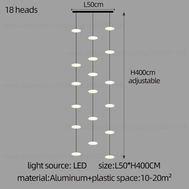 LED minimalistische kroonluchter duplex gebouw zolder verlichtingsarmaturen Noordse hangende kroonluchter Villa draaiende trap hangend