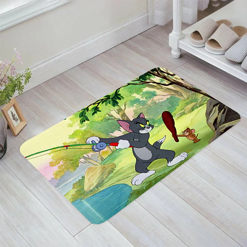 Funny Cartoon T-Tom and J-Jerry Floor Mat Room Rugs Balcony Carpet Entrance of House Carpets Home Kitchen Rug Foot Doormat Door