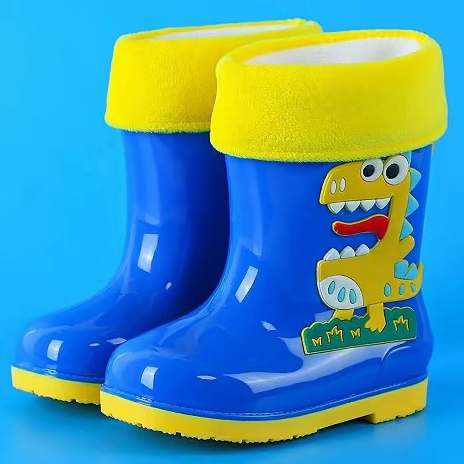 Detachable Water Shoes Cartoon Kid Rain Shoes Four Seasons Girl Warm Plush Boy Water Boat Anti Slip Rubber Shoe Kid Rain Shoes