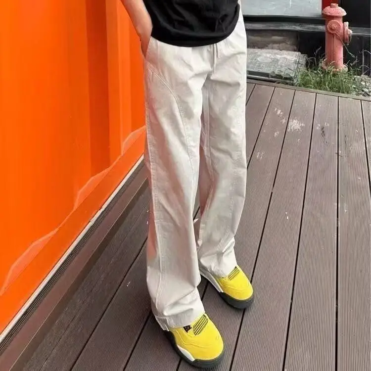 

American Sle Casual Pants Men's Autumn High Waist Slimming Long Trousers Loose Straight Leg Workwear Bell Bot