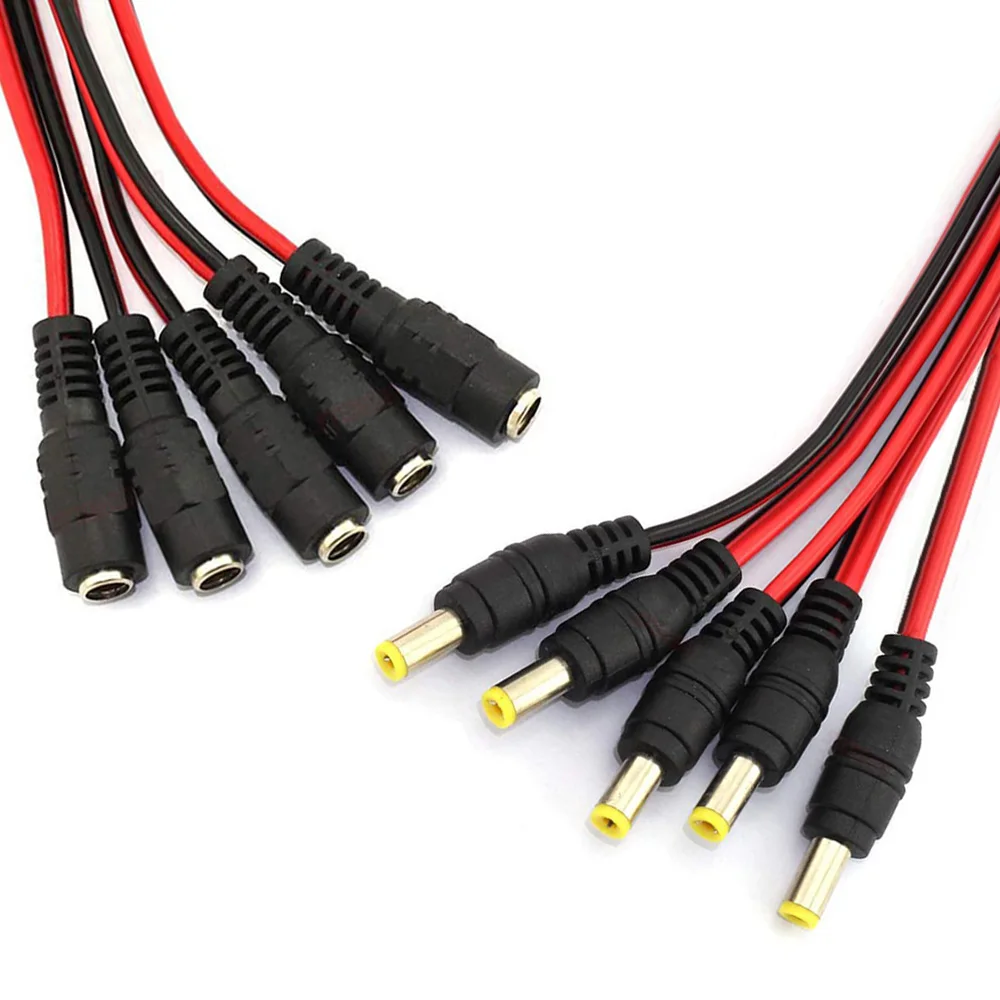 10/20/50PCS Złącza 12V DC Męskie Żeńskie Jack Kabel Adapter Przewodu Wtyczka Zasilacz 5,5 X 2,1 mm do taśmy LED