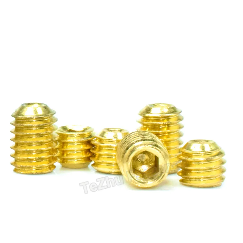 10pcs M3 M4 M5 Set Screws Alloy Steel Hexagon Socket Grub Screw Nail Bolt Titanium Plated Gold DIN916 Grade 12.9 Length 3mm~12mm