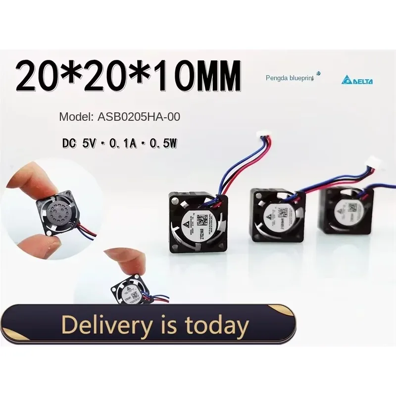 pa New Delta ASB0205HA-00 Mini 2CM 2010 5V 0.1A Hydraulic 12000 RPM Speed Fan 20 * 20 * 10mm