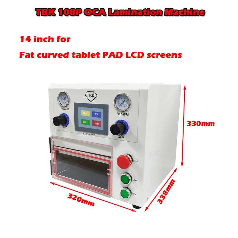 

TBK 108P 300W Touch Screen Control OCA Lamination Machine 14 Inch for Curved Tablet PAD LCD Screens with Universal Curve Screen