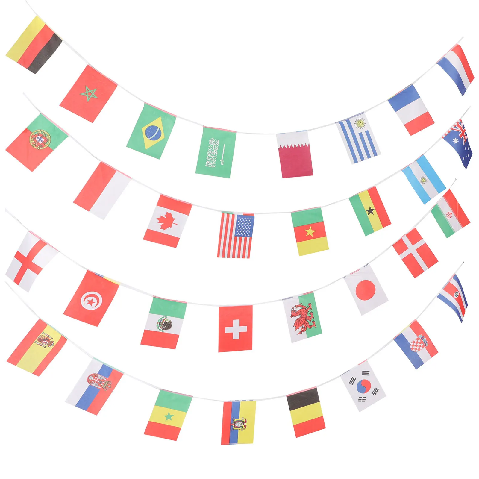 

32 Pieces Flags 14x21CM Polyester Vibrant Football Banner Bunting Country Decor Bar Party Supplies