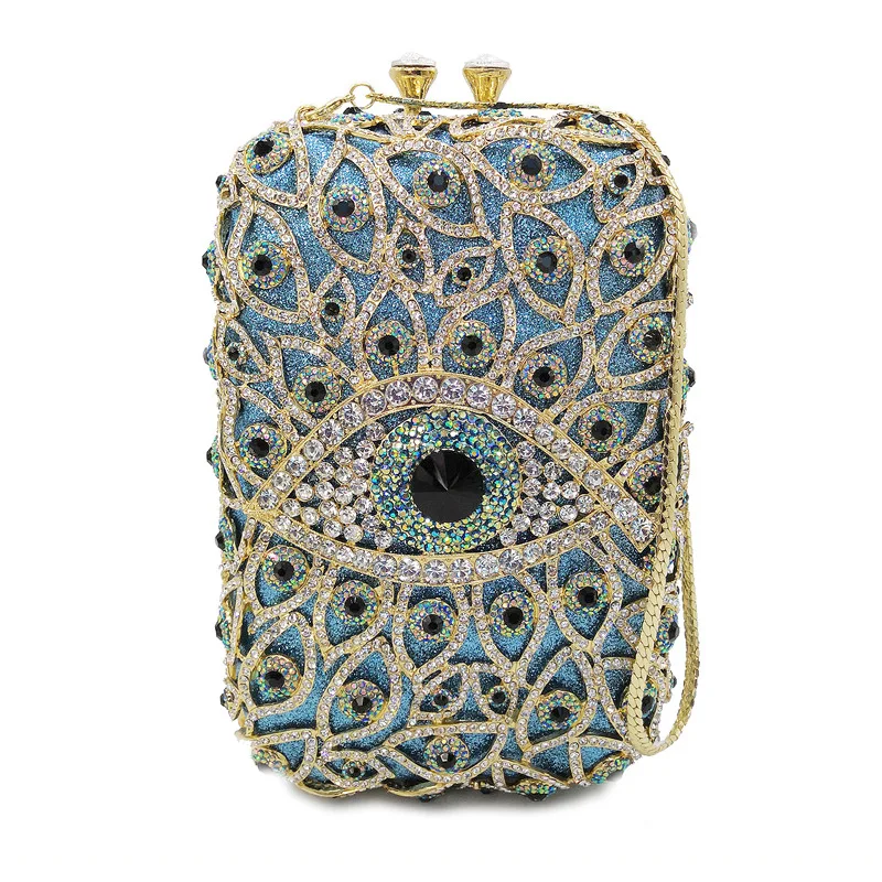 Diamond-encrusted Dinner Evening Bag Hand Grab Devil Eye Shape Banquet Large Can Be Placed On Mobile Phone Bolsas Diseñador Lujo