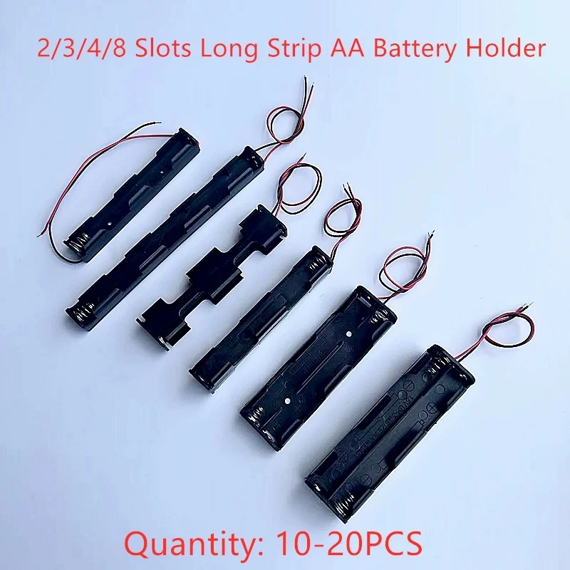 AA long strip back shell double sided box button plastic storage box with cable AA battery holder 2/3/4/8 slot 10-20pcs