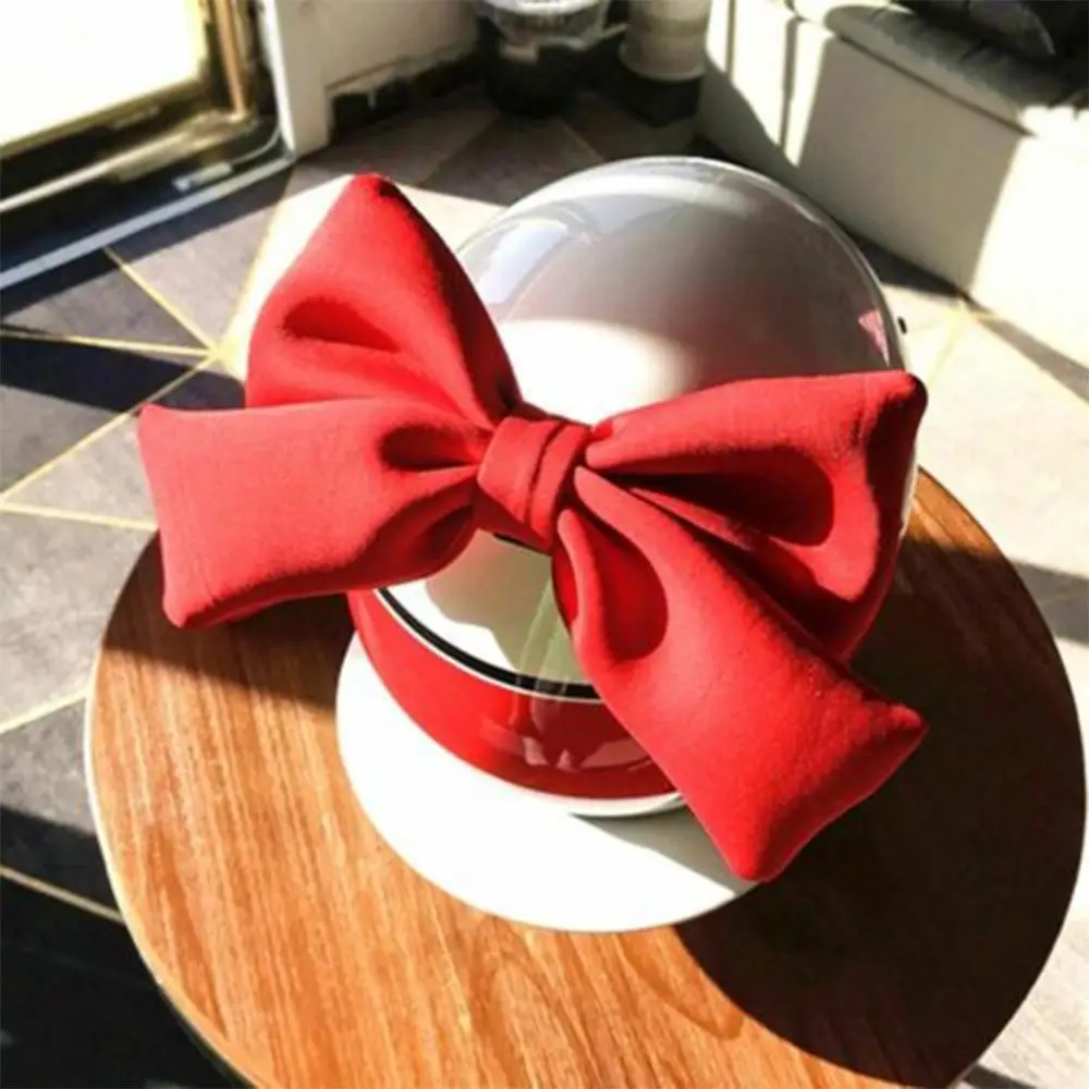 Sweet and Cool Style Red Bowknot Motorcycle Helmet Decor Soft Bow Fittings DIY Helmet Modeling Easy Install No Deformation