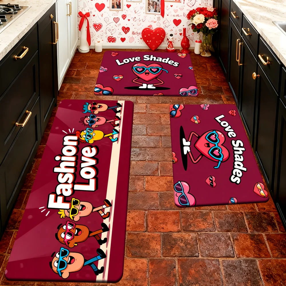 

VIKAMA Creative Carpet Fashion 2PC Kitchen Rug Welcome Mat Doormat Carpet For Live Room Rug For Bedroom Bathroom Mat Home Dec