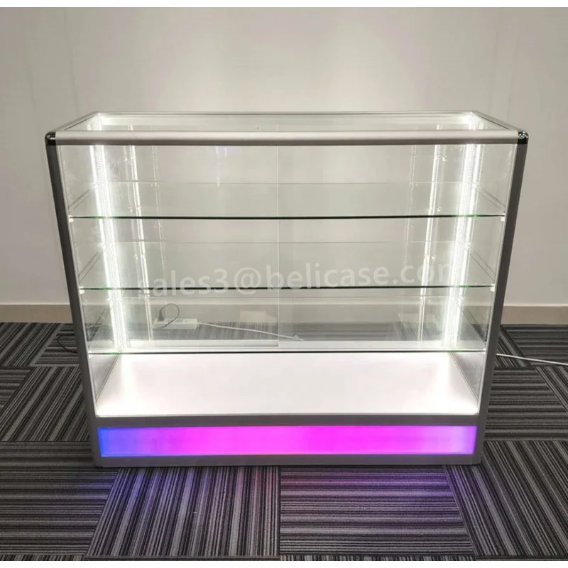 Customized-Shop Glass Counters Smoke Shop Glass Display Cabinets with Lights ExtraRetail Store Glass Display Cas