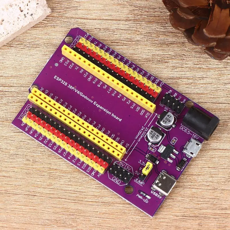 ESP32/ESP32-S 38-Pin Development Extension Board - Triple Power Input (Type-C/Micro USB/DC) for Stable DIY Electronics Projects
