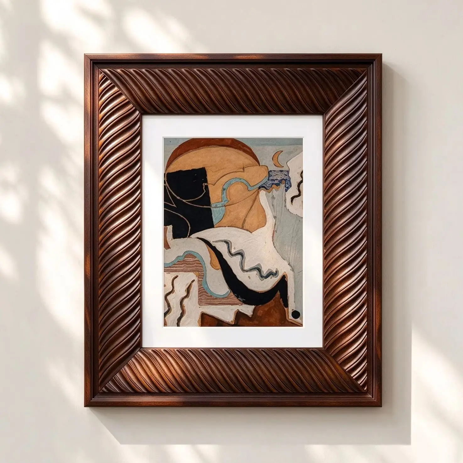 Hand-Carved Solid Wood Frame Dark Walnut Deep Diagonal Groove Texture Picture Frame for Modern Art Oil Painting 8x10