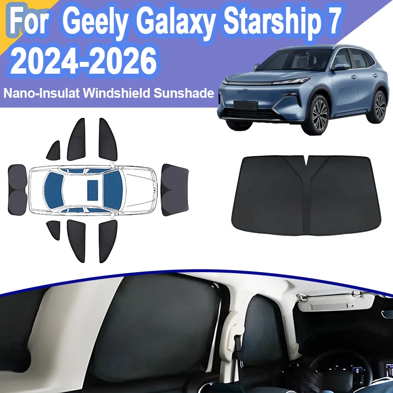 

Солнцезащитные козырьки на окно автомобиля для Geely Galaxy Starship 7 EM-i 2024 2025 2026, солнцезащитные козырьки с защитой от ультрафиолета, чехол на лобовое стекло, автомобильные аксессуары