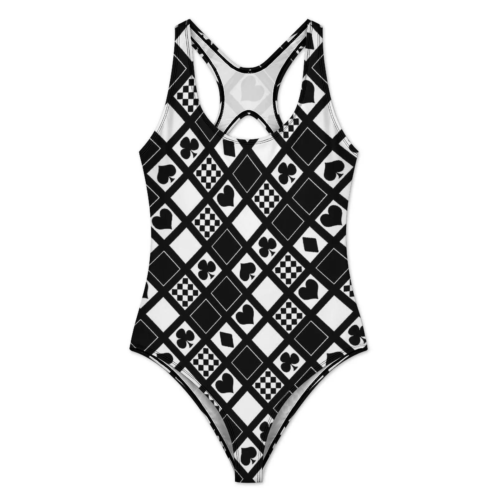 Casino Playing Cards Swimsuit Hearts Crosses Push Up Swimwear One Piece Holiday Pool Bathing Suits Bodysuit Sexy Beach Outfits