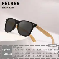Patas de madera de bambú, gafas de sol graduadas negras para miopía, gafas para miopía teñidas cuadradas de diseñador para hombres y mujeres, gafas para miopía, gafas para conducir