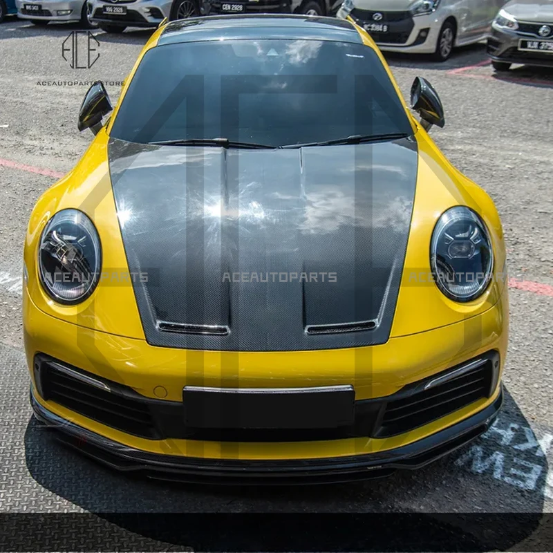 

Автомобильные аксессуары, автозапчасти, глянцевое черное углеродное волокно, стиль GT3, крышка капота двигателя автомобиля для Porsche 911 992