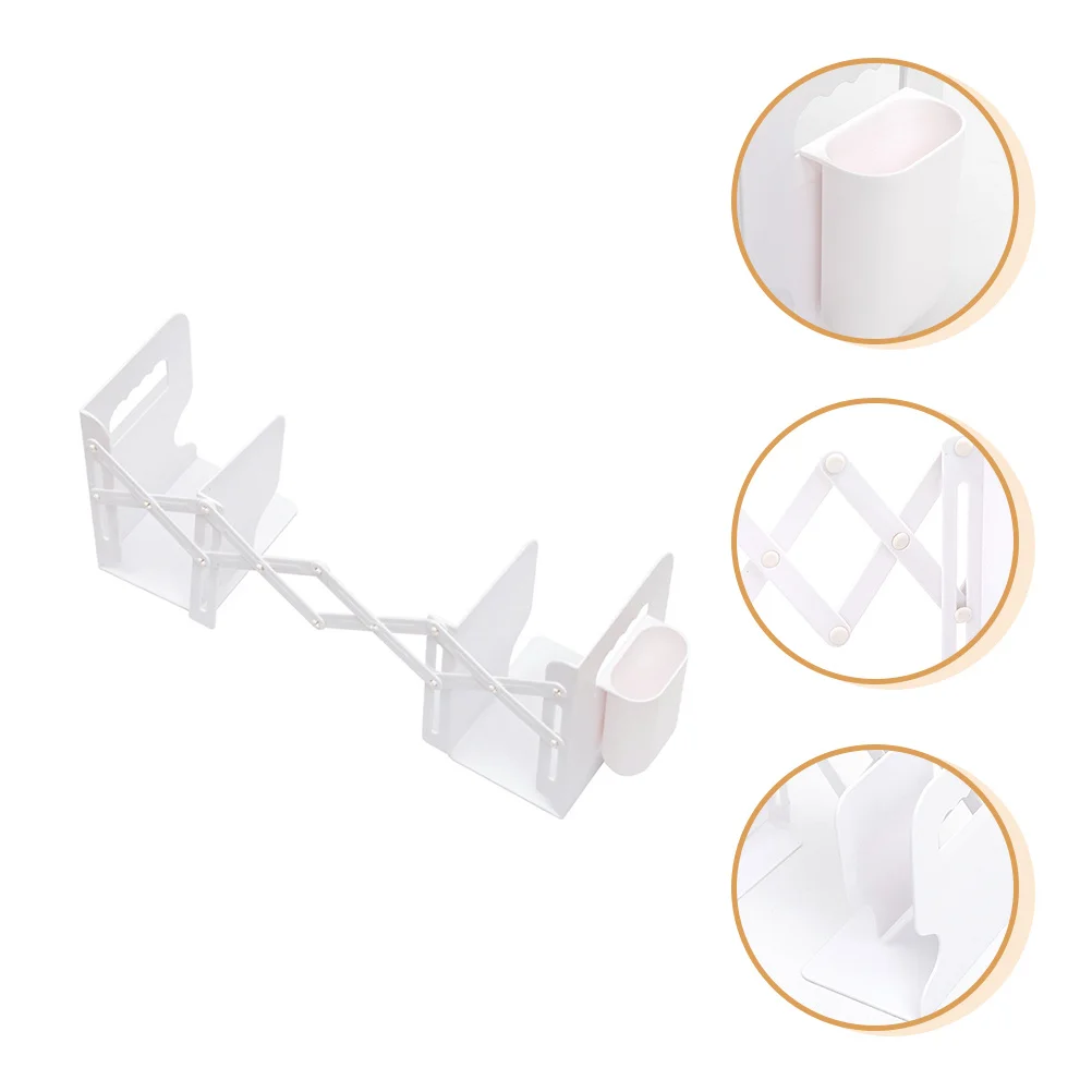 

Adjustable Bookend Holder With Pen Storage Expandable Desktop Book Shelf Abs Plastic Organizer For Home Office Study