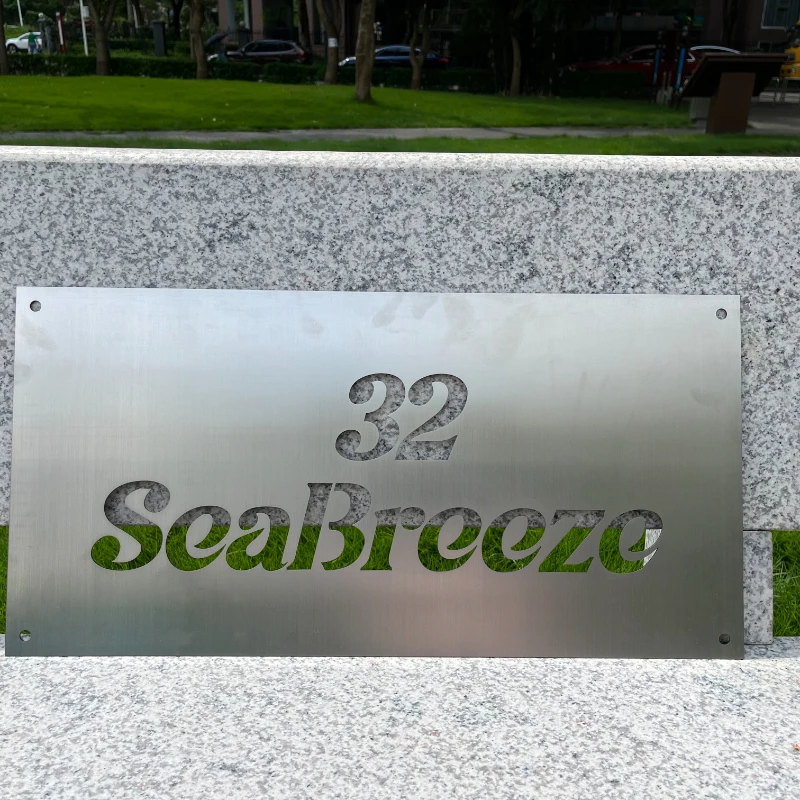 

Modern Stainless Shop Sign Company Signboard Door Plate Customize Business Logo Name Slogan Address For Hotel Bar Cafe Store