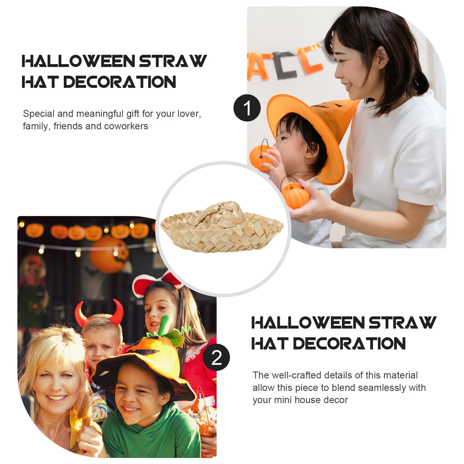 

10Pcs Pointed Witch Hats Mini Straw Woven Craft Decorations for Home Photo Props Creative DIY Supplies Mini Hats