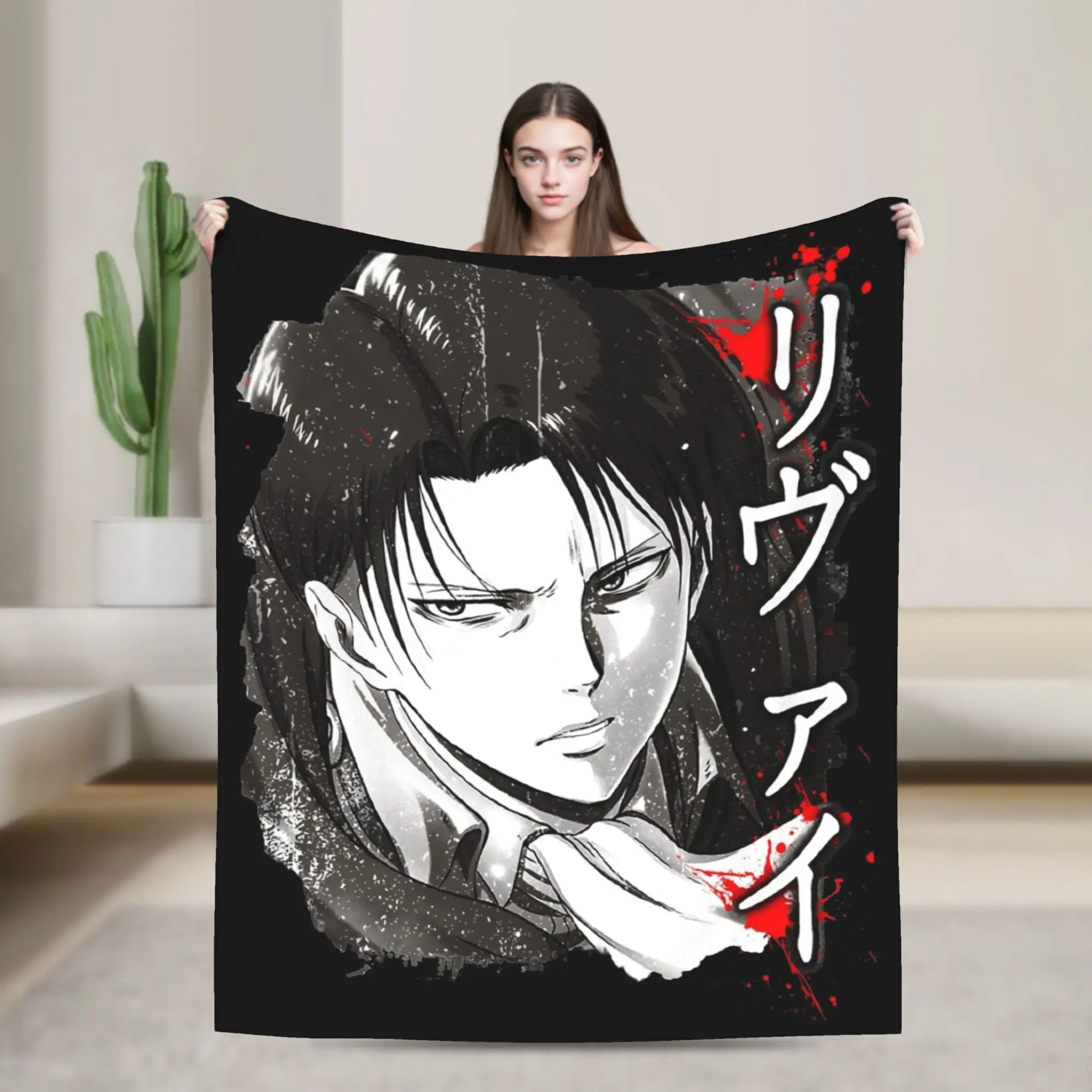 

Captain Levied Attacks on Titans Blanket Fleece Autumn/Winter Breathable Soft Throw Blankets for Bed Bedroom Rug Piece