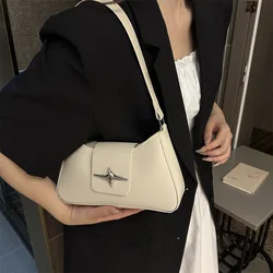 Vintage PU Leather Shoulder Bags for Women Classic Y2K Underarm Bag Luxury Brand Designer Female Handbags Casual Commuter Bag