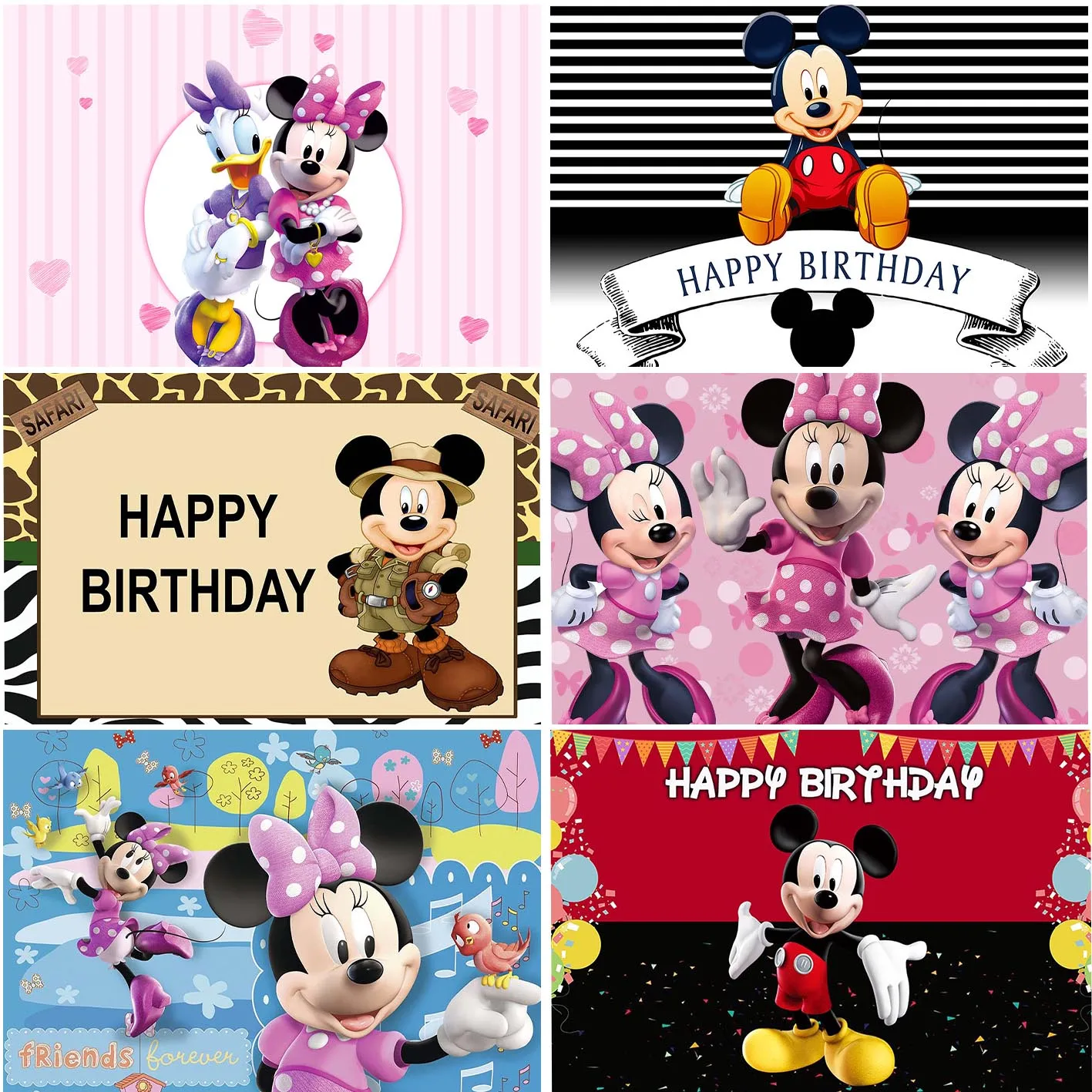 

Cartoon Mickey Minnie Backgrounds For Girls Birthday Party Decoration Customized Studio Banner Photography Newborn Backdrops