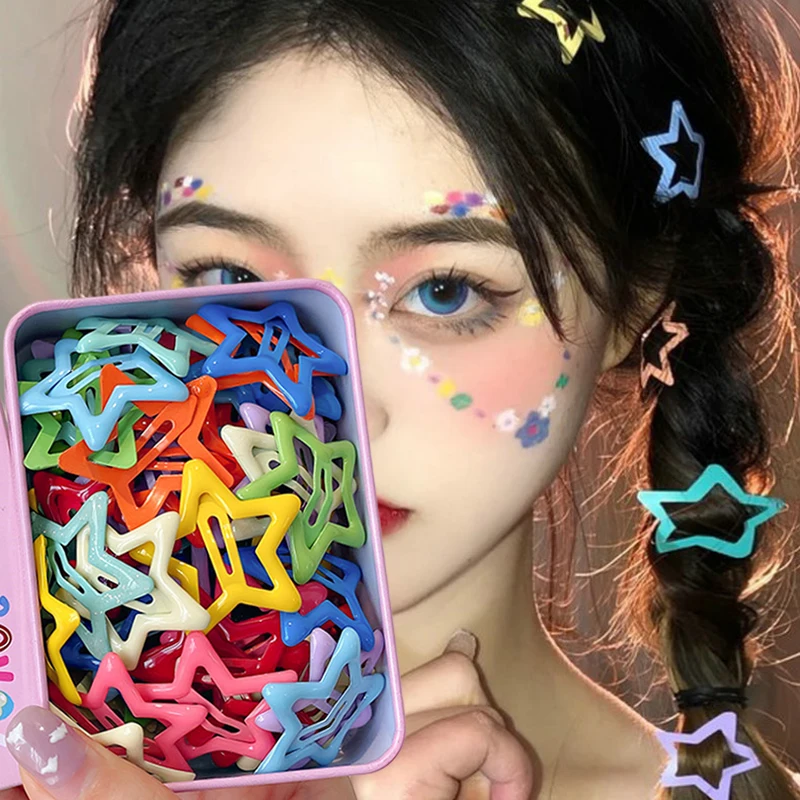 2-20pcs Colorful Y2K Star BB Hair Clips Women Girls Cute Metal Star Snap Hairpins Barrettes Hair Grip Hair Accessories Headwear