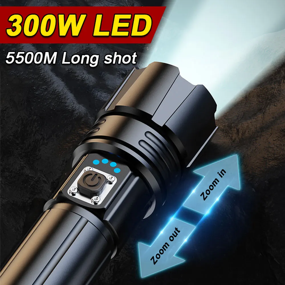 

Most Powerful LED Flashlight USB Rechargeable Torch Light High Power Flashlight Tactical Lantern Long Shot Hand Lamp Camping