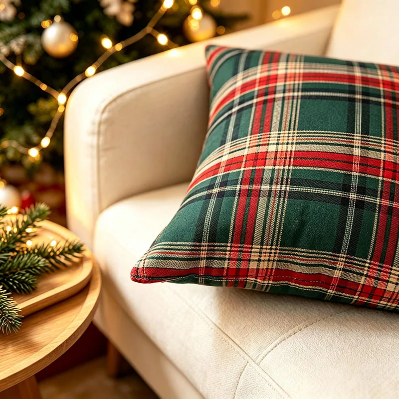 Christmas Plaid Throw Pillow Cover,Fall Decor for Home,Scottish Tartan Cushion Case,for Farmhouse Home Holiday Sofa Bed Decor